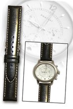 Black Oil-tanned Calfskin band with Contrast Stitch and No-taper 24x24mm