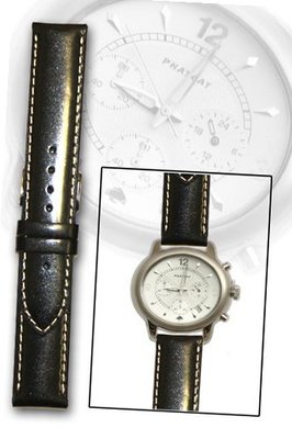 Black Oil-tanned Calfskin band with Contrast Stitch and No-taper 24x24mm