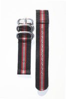 uToscana 20mm Black/Red/Silver Military Style 2-PC Strap with Two S/S Rings and S/S Heavy Buckle. Great to Attach to Any Timepiece. 