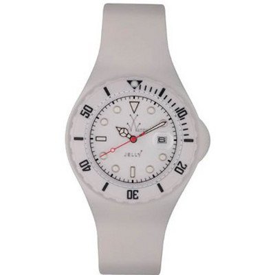 Toy JY01WH Ladies Toy Jelly White Plastic Resin Case White Dial Silicone Strap Date Display Quartz 36mm