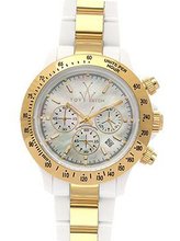 Toy Quartz, Mother of Pearl Dial with White Goldtone Bracelet - 18218-GD