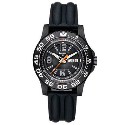 Black Stainless Steel Extreme Sport Diver Black Dial Silicone Strap