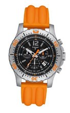 Stainless Steel Extreme Sport Chronograph Black Dial Orange Strap