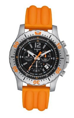 Stainless Steel Extreme Sport Chronograph Black Dial Orange Strap