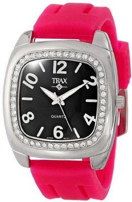 Trax TR1740-BF Malibu Fun Fuchsia Rubber Black Dial Crystal