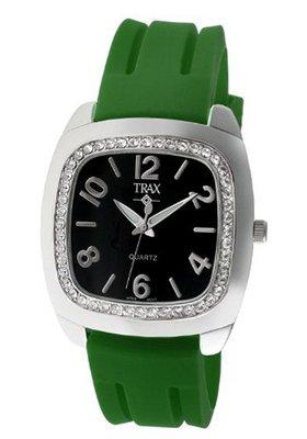 Trax TR1740-BG Malibu Fun Green Rubber Black Dial Crystal