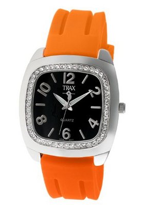 Trax TR1740-BO Malibu Fun Orange Rubber Black Dial Crystal