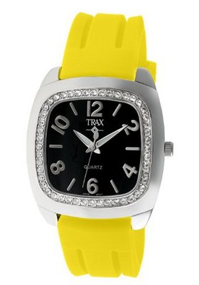 Trax TR1740-BY Malibu Fun Yellow Rubber Black Dial Crystal