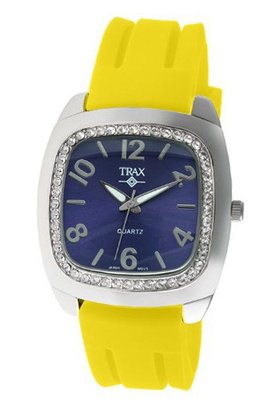 Trax TR1740-NY Malibu Fun Yellow Rubber Blue Dial Crystal
