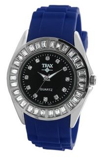 Trax TR3925-BBL Rox Blue Rubber Black Dial Crystal Bezel