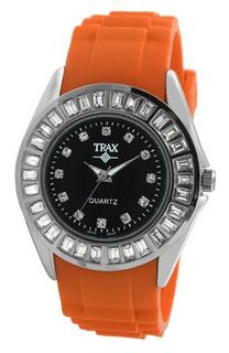 Trax TR3925-BO Rox Orange Rubber Black Dial Crystal Bezel