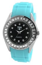 Trax TR3925-BTQ Rox Turquoise Rubber Black Dial Crystal Bezel