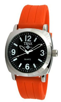 Trax TR5008-BO Shelley Black Dail Orange Rubber Strap