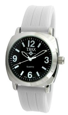 Trax TR5008-BW Shelley Black Dail White Rubber Strap