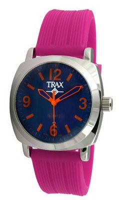 Trax TR5008-OF Shelley Blue Dail Fuchisa Rubber Strap