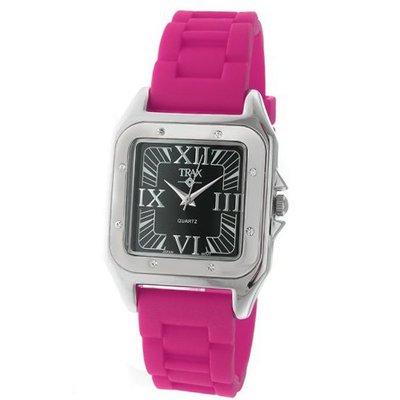Trax TR5132-BF Posh Square Fuchsia Rubber Black Dial