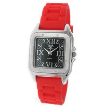 Trax TR5132-BR Posh Square Red Rubber Black Dial