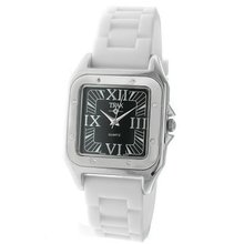 Trax TR5132-BW Posh Square White Rubber Black Dial