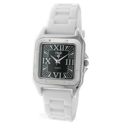 Trax TR5132-BW Posh Square White Rubber Black Dial