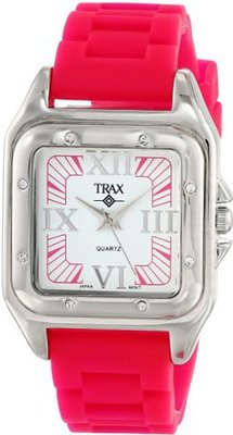 Trax TR5132-PK Posh Square Pink Rubber White Dial