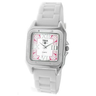 Trax TR5132-PW Posh Square White Rubber Pink and White Dial