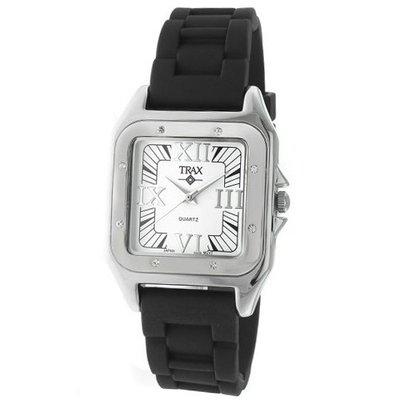 Trax TR5132-WB Posh Square Black Rubber White Dial