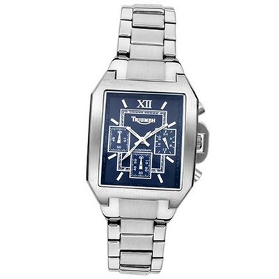 Triumph Motorcycles 3010-33 Square Silver Tone Blue Chronograph
