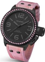 TW Steel Canteen 45mm Black Dial Crystal-set Bezel Pink Leather Ladies TW911