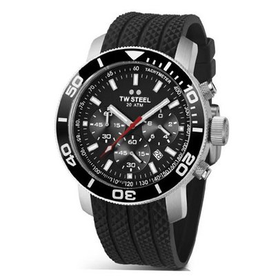 TW Steel Grandeur Black Dial 48mm Black Silicone Rubber TW701