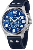 TW Steel Pilot Sunray Blue Dial Chronograph Stainless Steel Blue Leather TW403