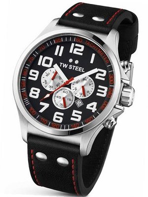 TW Steel Pilot TW415 Black Leather Chronograph - 48 mm