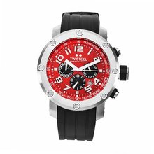 TW Steel TW124 Grandeur Tech Black Rubber Red Chronograph Dial