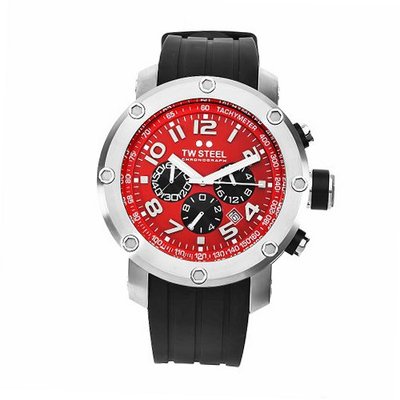 TW Steel TW124 Grandeur Tech Black Rubber Red Chronograph Dial