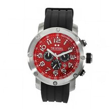 TW Steel TW125 Grandeur Tech Black Rubber Red Chronograph Dial