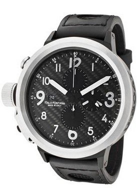 U Boat Flightdeck Black Carbon Fiber Black Leather 6120