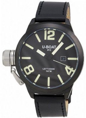 U-boat Left Hook IFO Black PVD Steel Quartz Black Dial Calendar 7248