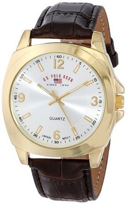U.S. Polo Assn. Classic US5153 Silver Dial Brown Crocodile Strap