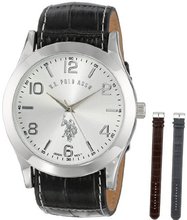 U.S. Polo Assn. Classic USC20118 Silver-Tone Set with Three Interchangeable Slide-Through Straps