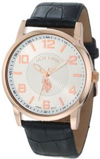 U.S. Polo Assn. Classic USC50075 Black Strap with Rosegold-Tone Case