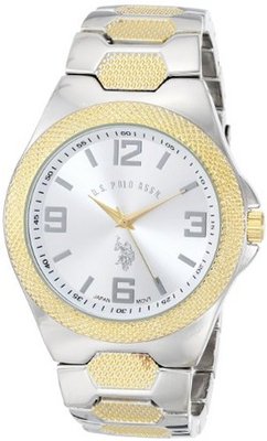 U.S. Polo Assn. Classic USC80002 Rimmed Bezel Silver Dial Link