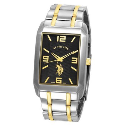 U.S. Polo Assn. Classic USC80004 Two-Tone Rectangular Black Dial Bracelet