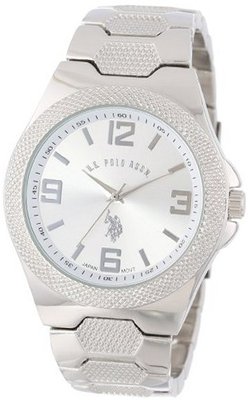 U.S. Polo Assn. Classic USC80009 Rimmed Bezel Silver Dial Link