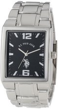 U.S. Polo Assn. Classic USC80035 Rectangular Black Dial Metal Link