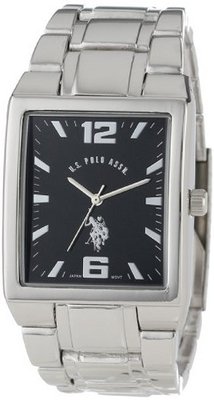 U.S. Polo Assn. Classic USC80035 Rectangular Black Dial Metal Link