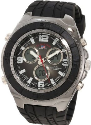 U.S. Polo Assn. Sport US9024 Black Textured Strap Analog Digital