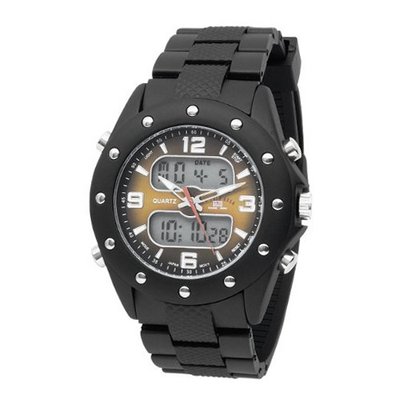 U.S. Polo Assn. Sport US9033 Analog-Digital Brown Dial Black Rubber Strap