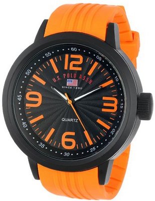 U.S. Polo Assn. Sport US9053 Black Dial Orange Rubber Strap