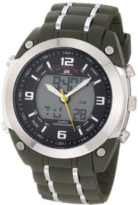 U.S. Polo Assn. Sport US9121 Olive Green Rubber Strap Analog-Digital