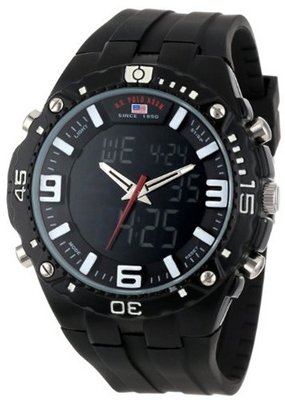 U.S. Polo Assn. Sport US9174 Black Silicone Analog Digital Sport