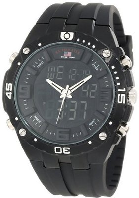 U.S. Polo Assn. Sport US9279 Black Analog-Digital Rubber Strap